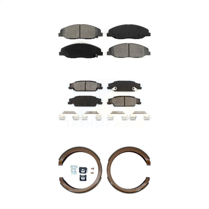 Semi-Metallic Brake Pads And Parking Shoes Front Rear Kit For Cadillac STS