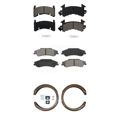 Semi-Metallic Brake Pads And Parking Shoes Front Rear Kit For Chevrolet S10 GMC