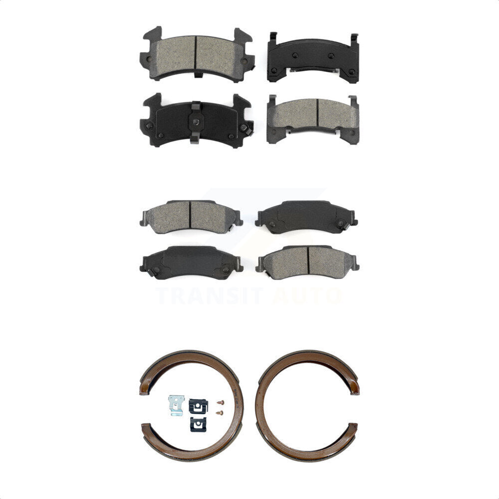 Semi-Metallic Brake Pads Parking Shoes Front Rear Kit For 2003 Chevrolet S10 GMC