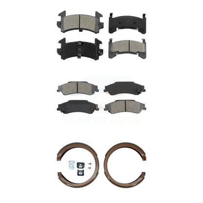 Semi-Metallic Brake Pads Parking Shoes Front Rear Kit For 2003 Chevrolet S10 GMC
