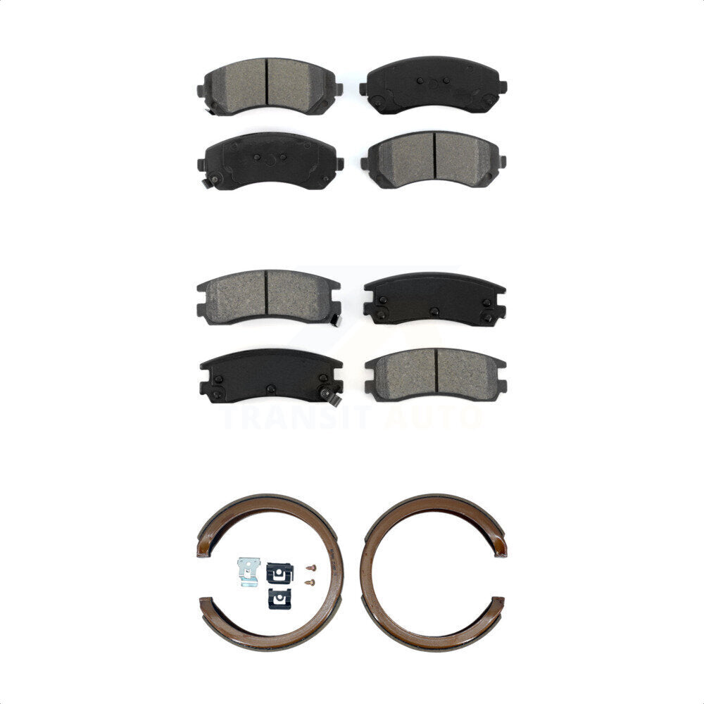 Semi-Metallic Brake Pads Parking Shoes Front Rear Kit For Buick Rendezvous Aztek