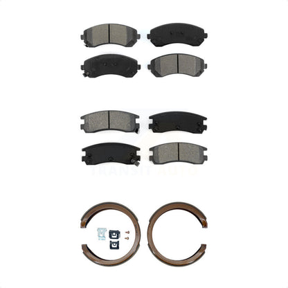Semi-Metallic Brake Pads Parking Shoes Front Rear Kit For Buick Rendezvous Aztek