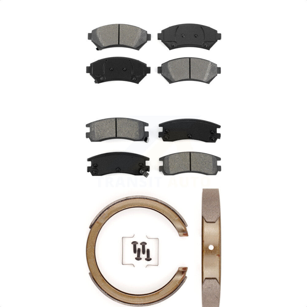 Semi-Metallic Brake Pads Parking Shoes Front Rear Kit For Chevrolet Impala Buick