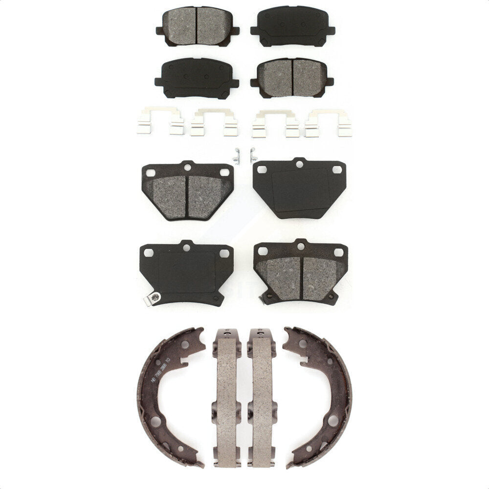 Semi-Metallic Brake Pads & Parking Shoe Front Rear Kit For Toyota Matrix Corolla