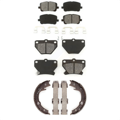 Semi-Metallic Brake Pads & Parking Shoe Front Rear Kit For Toyota Matrix Corolla