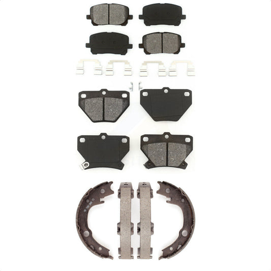 Semi-Metallic Brake Pads & Parking Shoe Front Rear Kit For Toyota Matrix Corolla