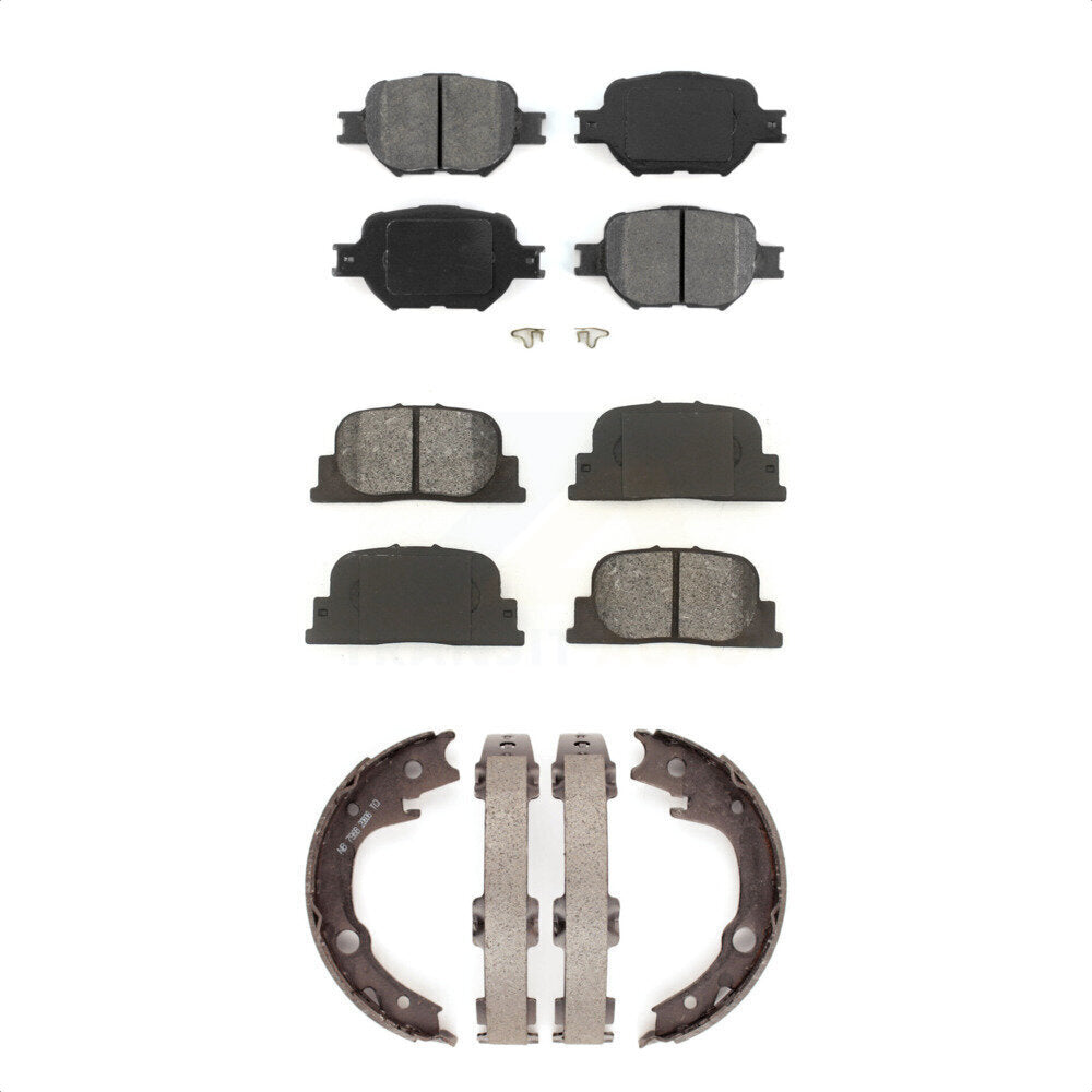 Semi-Metallic Brake Pads And Parking Shoes Front Rear Kit For 2005-2010 Scion tC