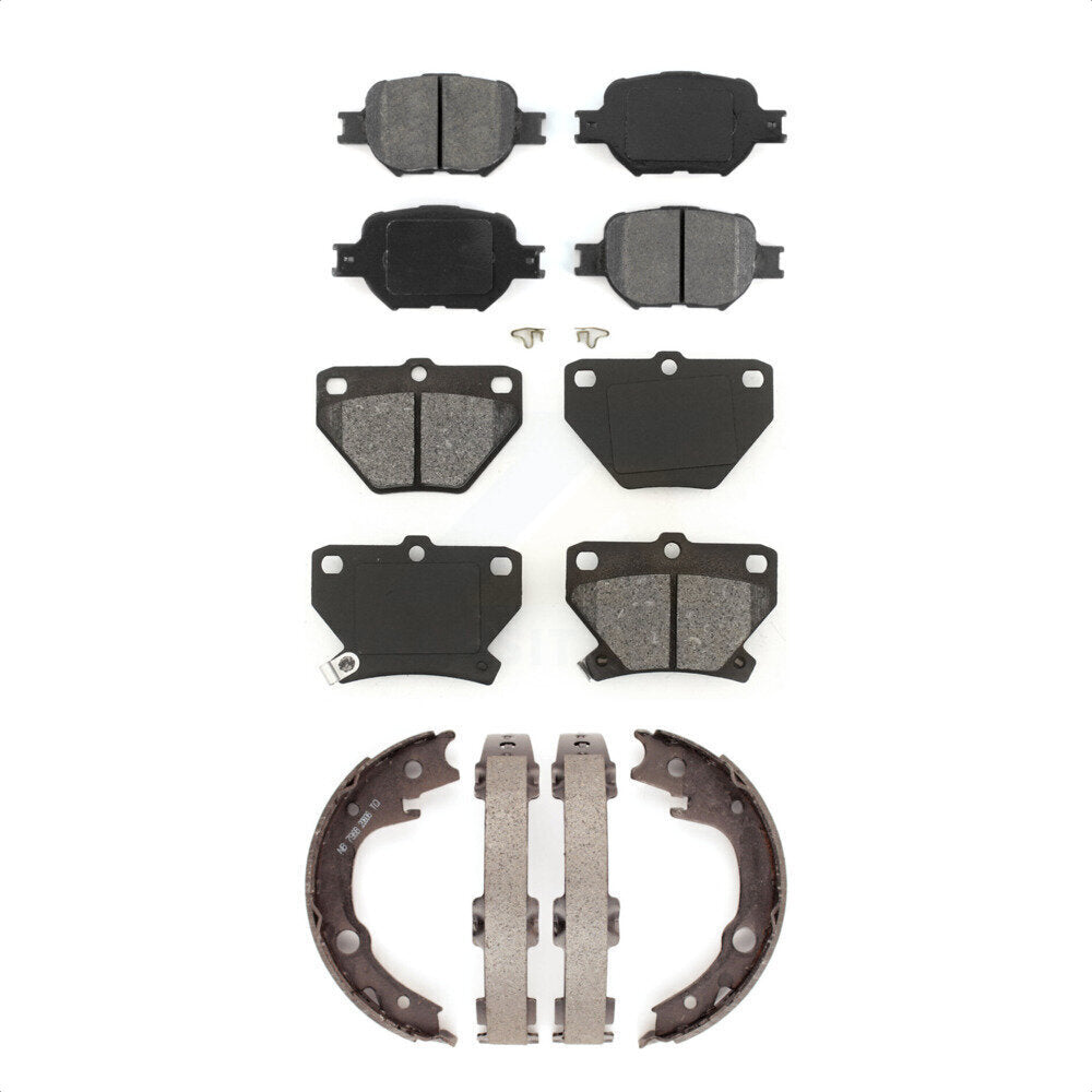 Semi-Metallic Brake Pads And Parking Shoes Front Rear Kit For Toyota Celica