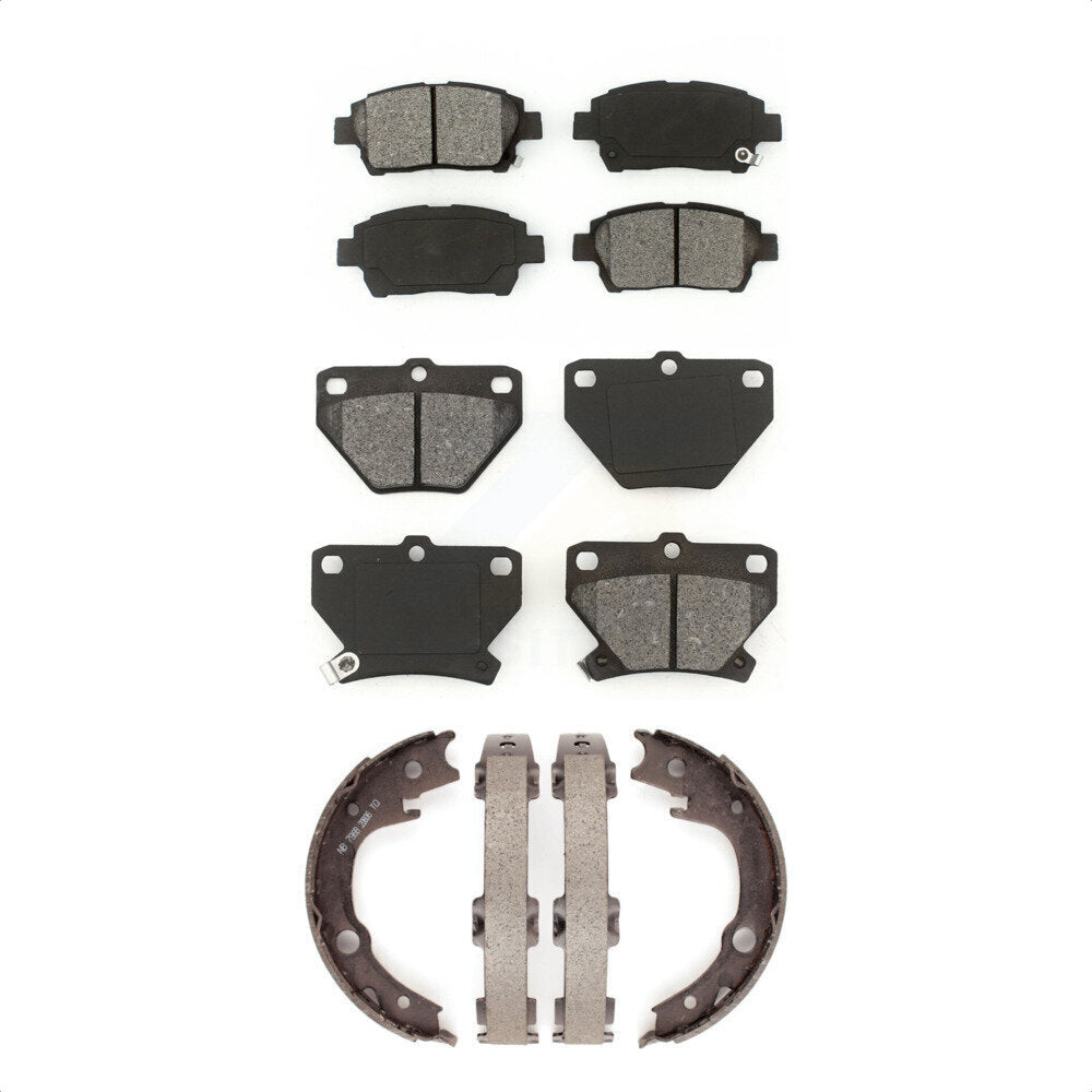 Semi-Metallic Brake Pads & Parking Shoe Front Rear Kit For 2000 Toyota Celica GT