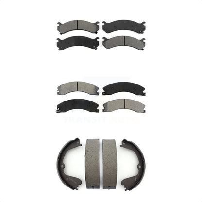 Semi-Metallic Brake Pads Parking Shoes Front Rear Kit For Chevrolet Express 3500