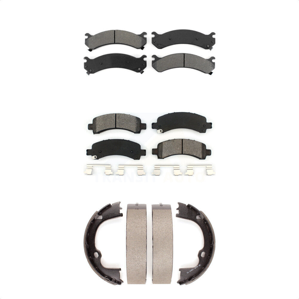 Semi-Metallic Brake Pads & Parking Shoes Front Rear Kit For Chevrolet GMC Savana