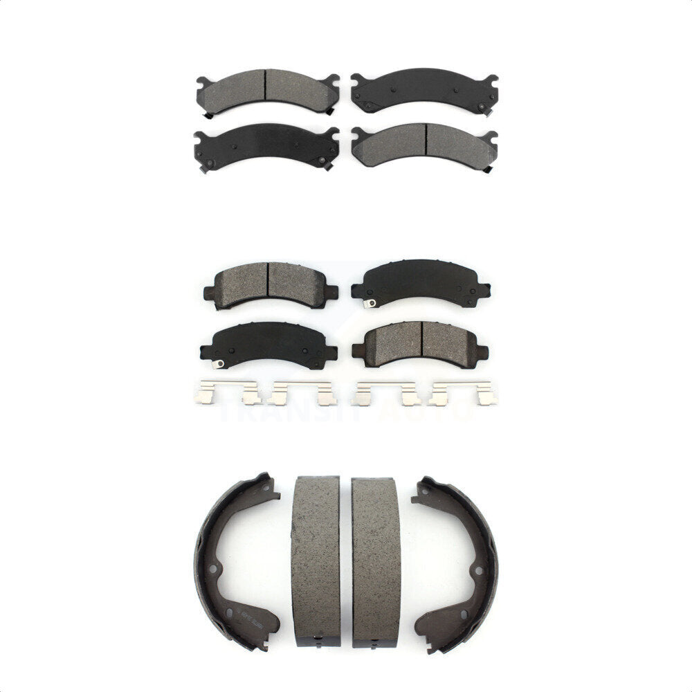Semi-Metallic Brake Pads Parking Shoe Front Rear Kit For GMC Savana 3500 Express