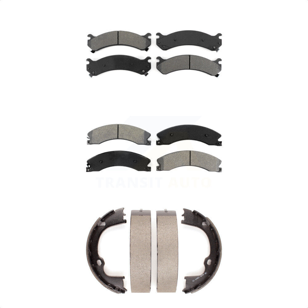 Semi-Metallic Brake Pads And Parking Shoes Front Rear Kit For GMC Savana 3500