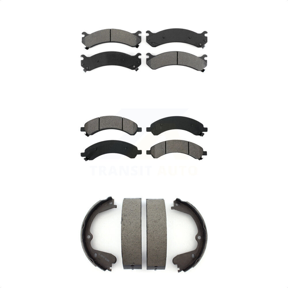 Semi-Metallic Brake Pads Parking Shoes Front Rear Kit For Chevrolet Express 3500