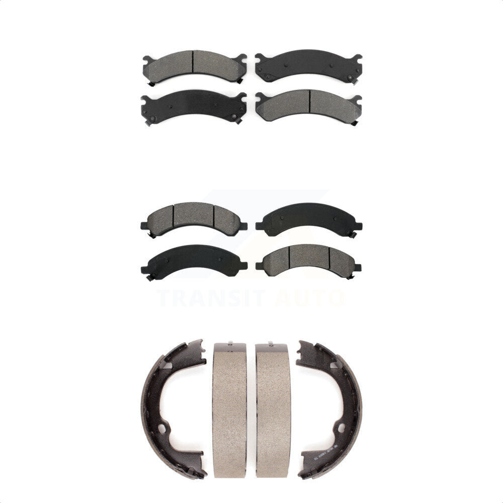 Semi-Metallic Brake Pads And Parking Shoes Front Rear Kit For GMC Savana 3500