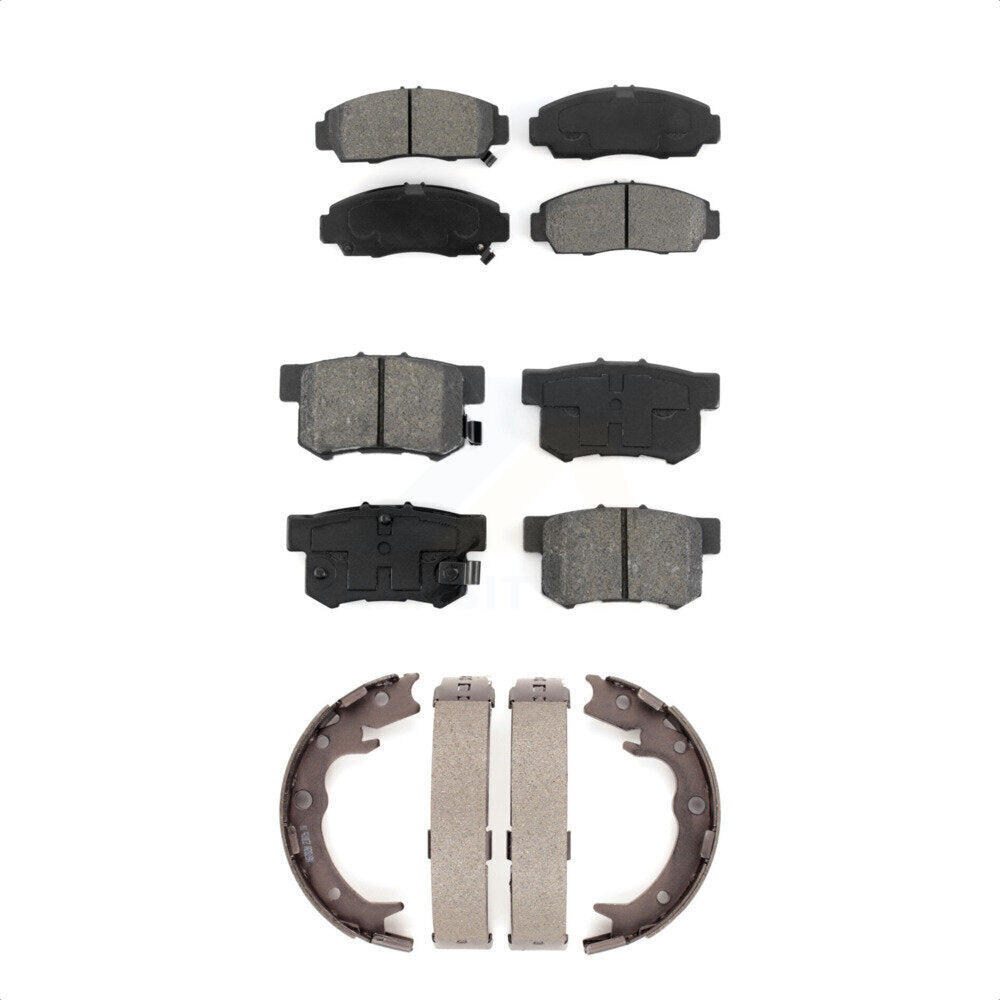 Semi-Metallic Brake Pads And Parking Shoes Front Rear Kit For Acura TL CL RL