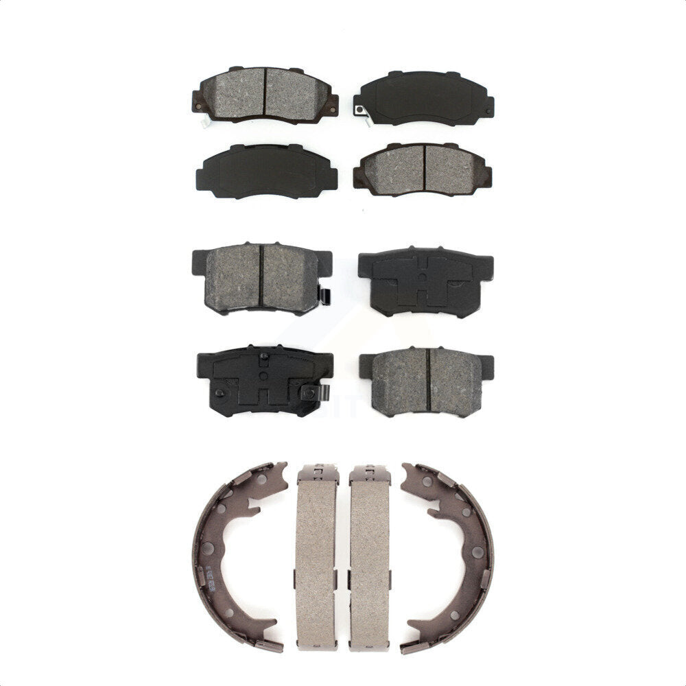 Semi-Metallic Brake Pads Parking Shoes Front Rear Kit For Honda Odyssey Acura RL