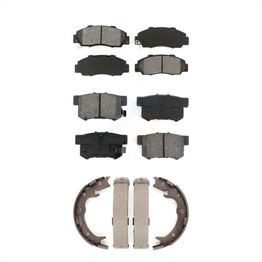 Semi-Metallic Brake Pads Parking Shoes Front Rear Kit For Honda Odyssey Acura RL