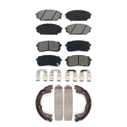 Semi-Metallic Brake Pads Parking Shoes Front Rear Kit For 07-12 Hyundai Veracruz