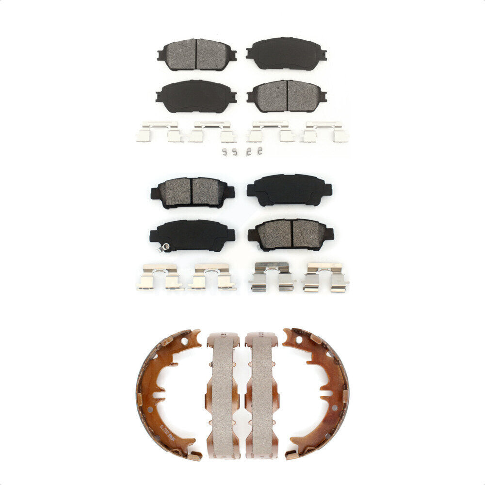 Semi-Metallic Brake Pads Parking Shoe Front Rear Kit For 2004-2010 Toyota Sienna