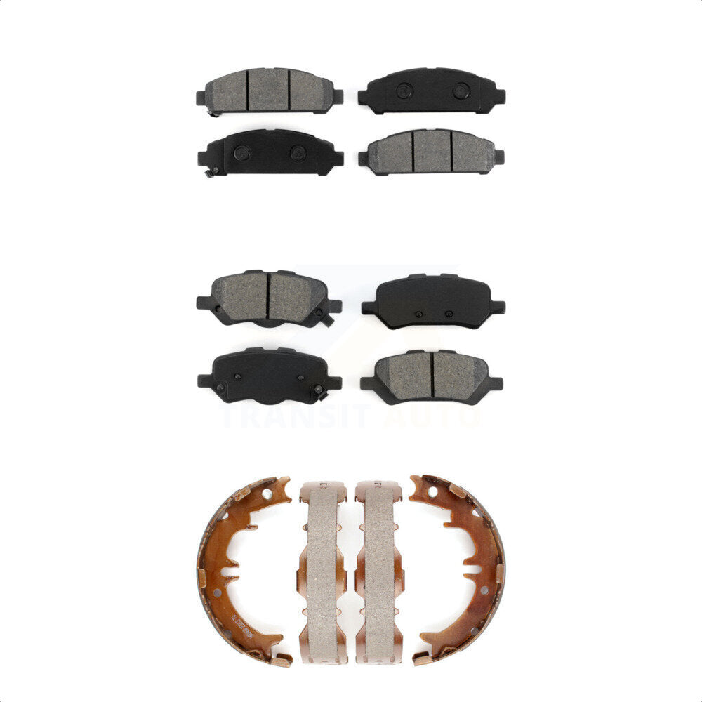 Semi-Metallic Brake Pads Parking Shoes Front Rear Kit For 2009-2016 Toyota Venza
