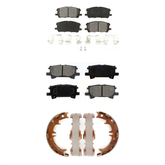 Semi-Metallic Brake Pads And Parking Shoes Front Rear Kit For Lexus RX350 RX330