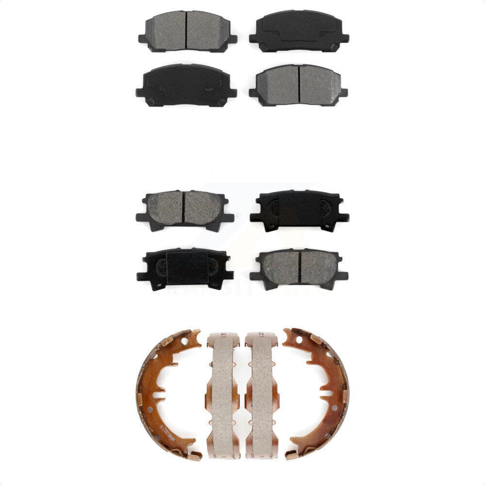 Semi-Metallic Brake Pads And Parking Shoes Front Rear Kit For Toyota Highlander