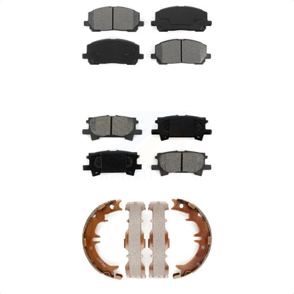 Semi-Metallic Brake Pads And Parking Shoes Front Rear Kit For Toyota Highlander