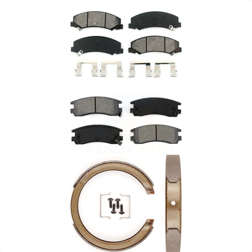 Semi-Metallic Brake Pads Parking Shoes Front Rear Kit For Chevrolet Impala Monte