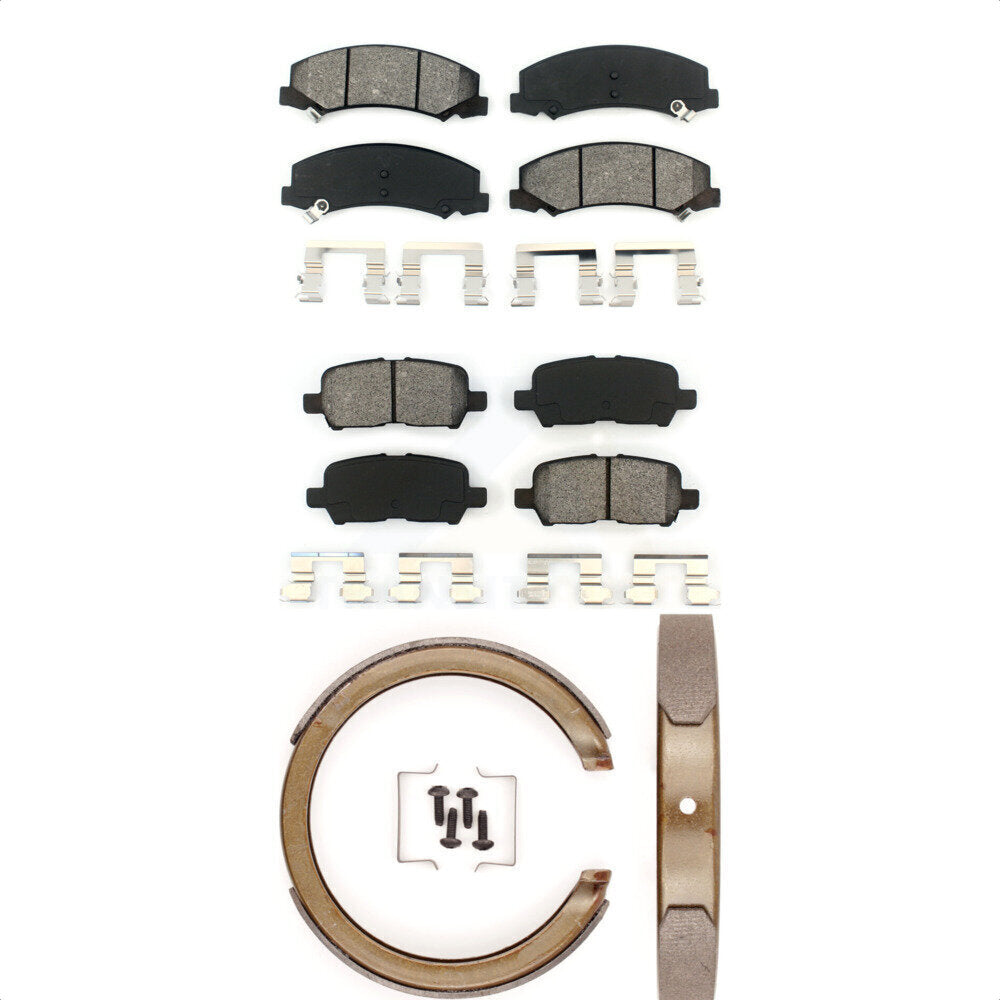 Semi-Metallic Brake Pads And Parking Shoes Front Rear Kit For Chevrolet Impala