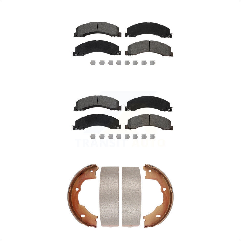 Semi-Metallic Brake Pads Parking Shoe Front Rear Kit For Ram Dodge Sterling 4500