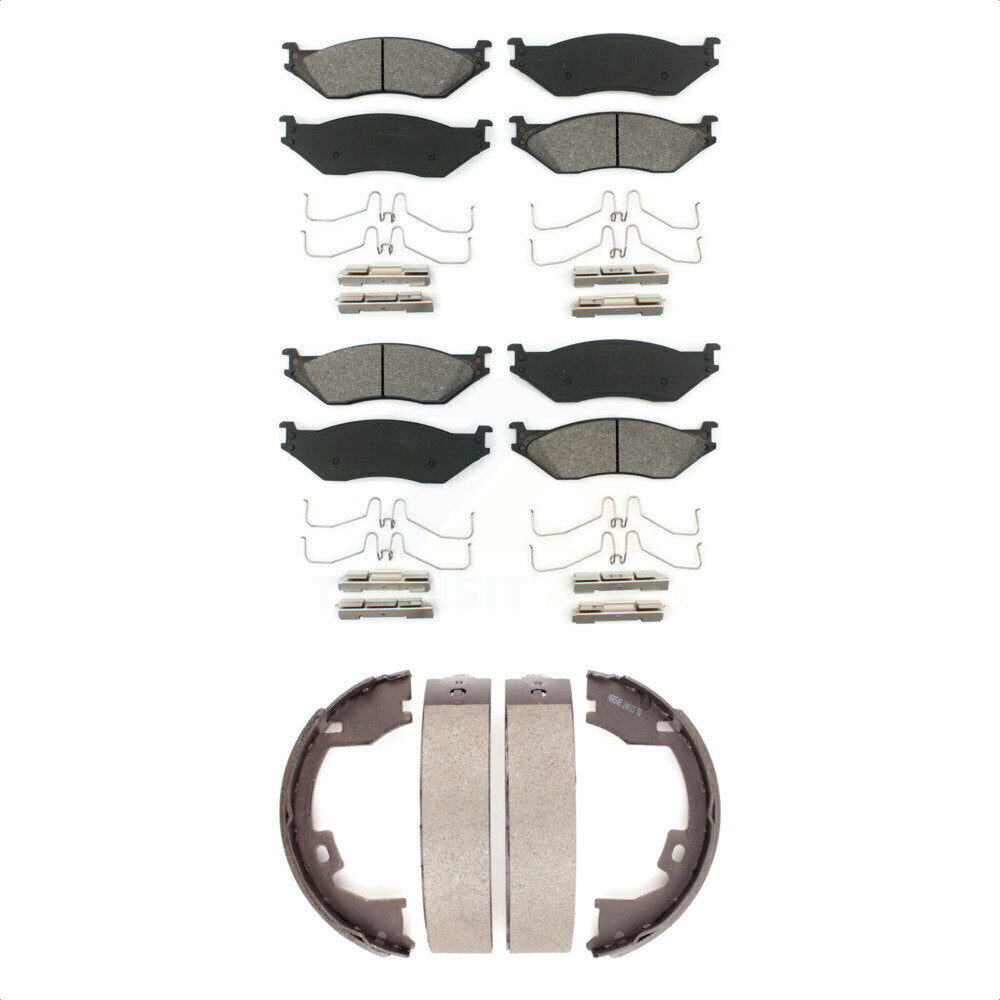 Semi-Metallic Brake Pads Parking Shoe Front Rear Kit For Ford International Duty