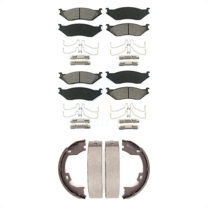 Semi-Metallic Brake Pads Parking Shoe Front Rear Kit For Ford International Duty