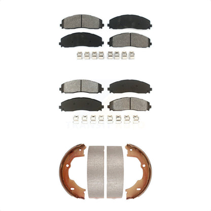 Semi-Metallic Brake Pads & Parking Shoe Front Rear Kit For Ford F-450 Super Duty