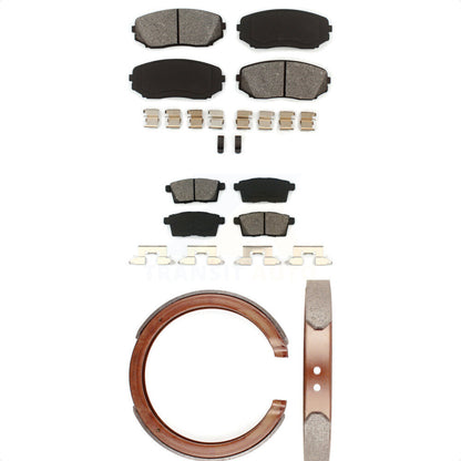 Semi-Metallic Brake Pads & Parking Shoes Front Rear Kit For Ford Edge Mazda CX-7