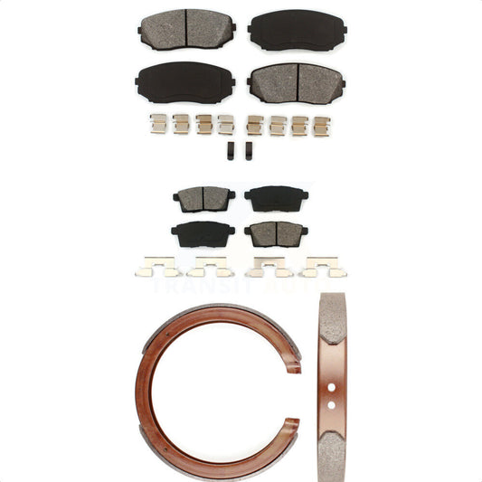 Semi-Metallic Brake Pads & Parking Shoes Front Rear Kit For Ford Edge Mazda CX-7