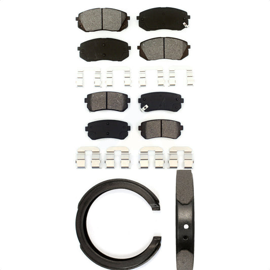 Semi-Metallic Brake Pads And Parking Shoes Front Rear Kit For Hyundai Tucson Kia