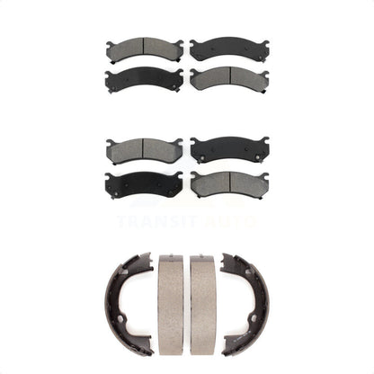 Semi-Metallic Brake Pads Parking Shoe Front Rear Kit For GMC Chevrolet Silverado