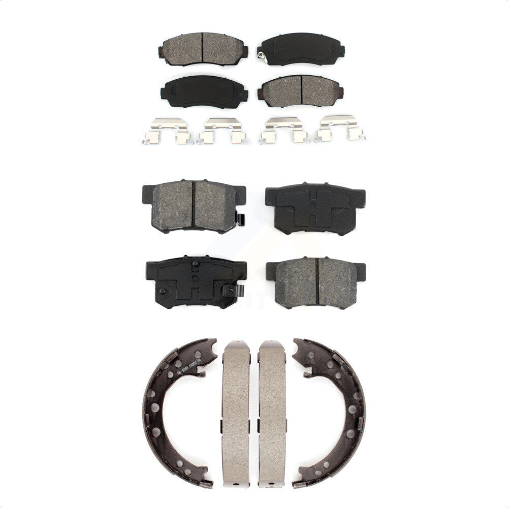 Semi-Metallic Brake Pads And Parking Shoes Front Rear Kit For Acura RDX
