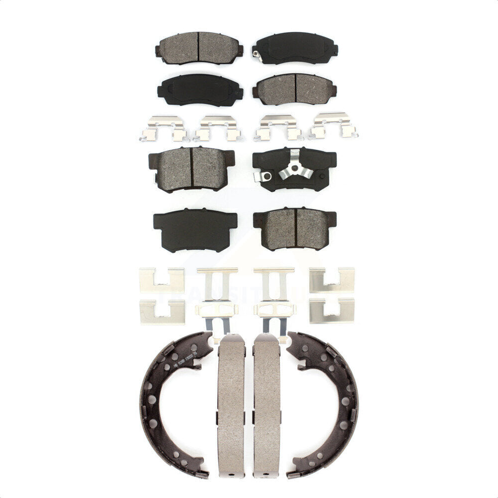 Semi-Metallic Brake Pads & Parking Shoes Front Rear Kit For Honda CR-V Acura RDX