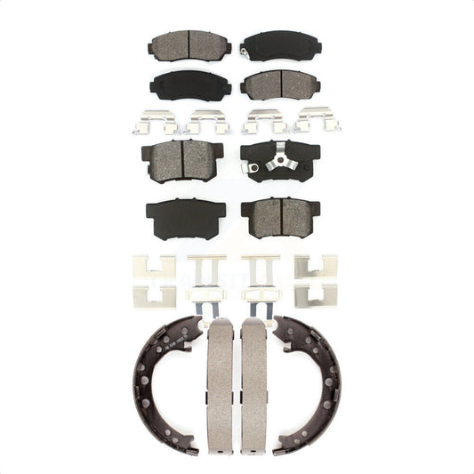 Semi-Metallic Brake Pads & Parking Shoes Front Rear Kit For Honda CR-V Acura RDX