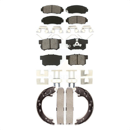 Semi-Metallic Brake Pads & Parking Shoes Front Rear Kit For 12-16 Honda CR-V AWD