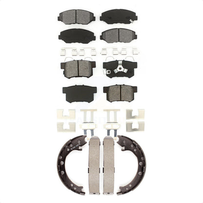 Semi-Metallic Brake Pads & Parking Shoes Front Rear Kit For 12-16 Honda CR-V FWD