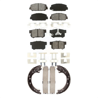Semi-Metallic Brake Pads And Parking Shoe Front Rear Kit For 2013-2018 Acura RDX