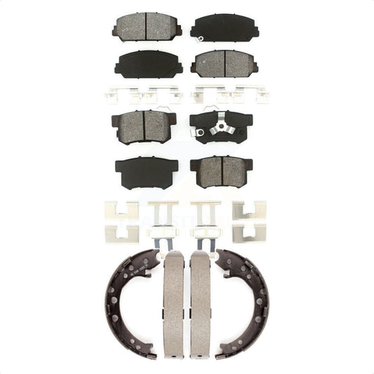 Semi-Metallic Brake Pads And Parking Shoe Front Rear Kit For 2013-2018 Acura RDX