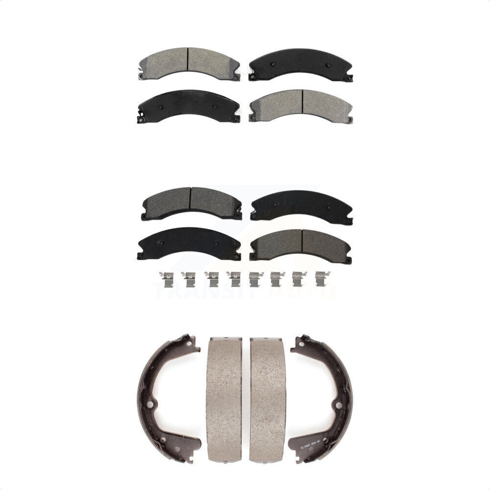 Semi-Metallic Brake Pads Parking Shoes Front Rear Kit For Nissan NV2500 TITAN XD