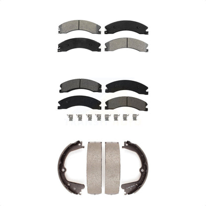 Semi-Metallic Brake Pads Parking Shoes Front Rear Kit For Nissan NV2500 TITAN XD