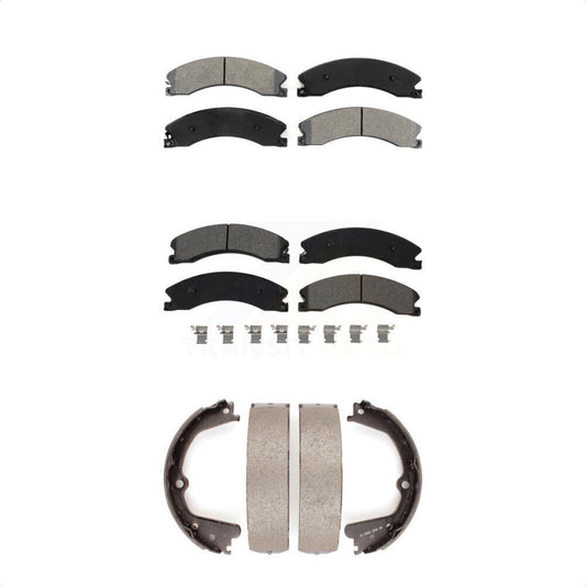 Semi-Metallic Brake Pads Parking Shoes Front Rear Kit For Nissan NV2500 TITAN XD