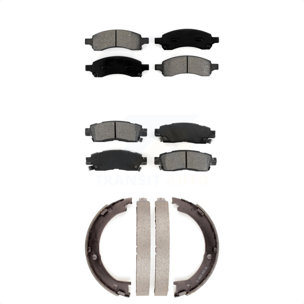 Semi-Metallic Brake Pads Parking Shoe Front Rear Kit For GMC Acadia Buick Saturn