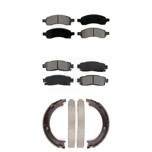 Semi-Metallic Brake Pads Parking Shoe Front Rear Kit For GMC Acadia Buick Saturn